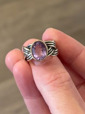 💜NWOT Retired Pandora ALE 925 Sterling Silver Ring with Oval Amethyst💜 Size 6
